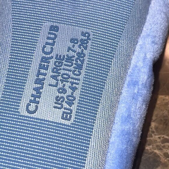 NWOT Charter club memory foam powder blue slippers size Large 9-10 - Picture 5 of 7